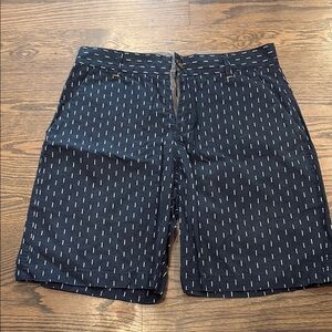 Navy Blue Patterned Men Shorts